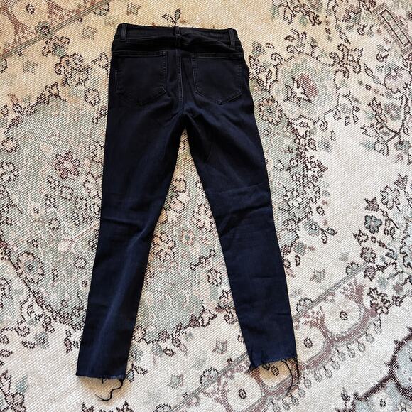 Paige Verdugo Ankle Jean 27 4 Faded Noir Destructed Dark Wash Ankle Crop Denim - Picture 4 of 7